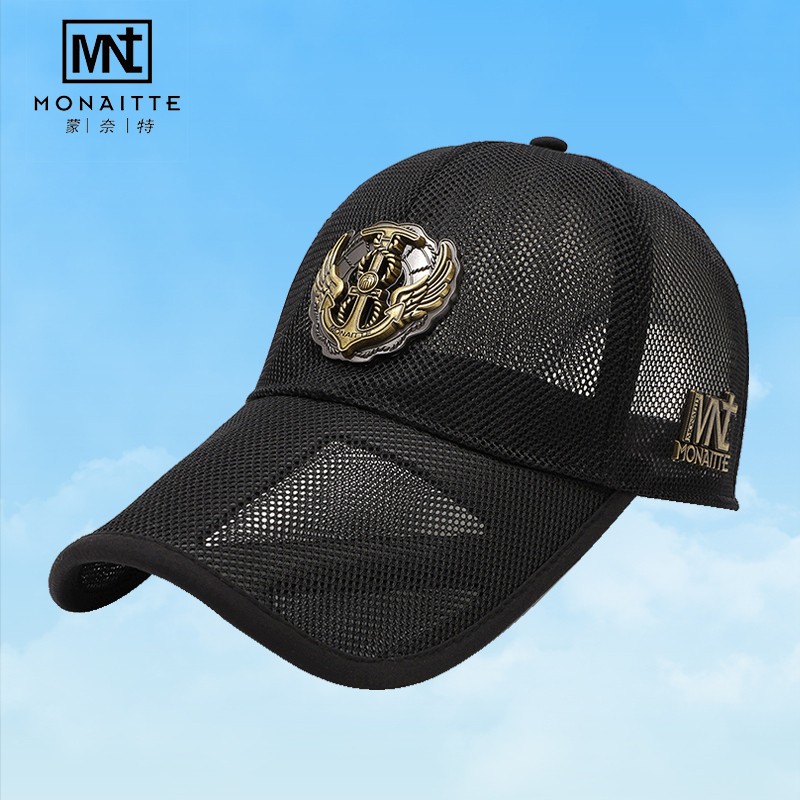 韩国进口2025帽子男夏季长檐防晒鸭舌帽遮阳透气大头网眼凉帽棒球