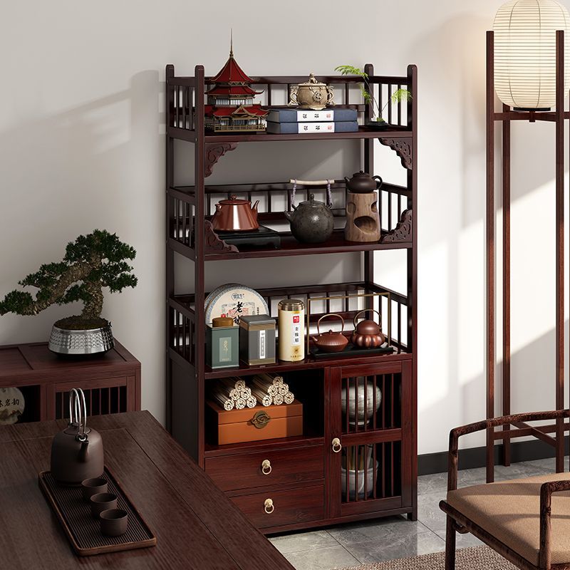 新中式茶水柜茶室置物架小型博古架多层茶柜茶叶收纳柜茶具摆放架
