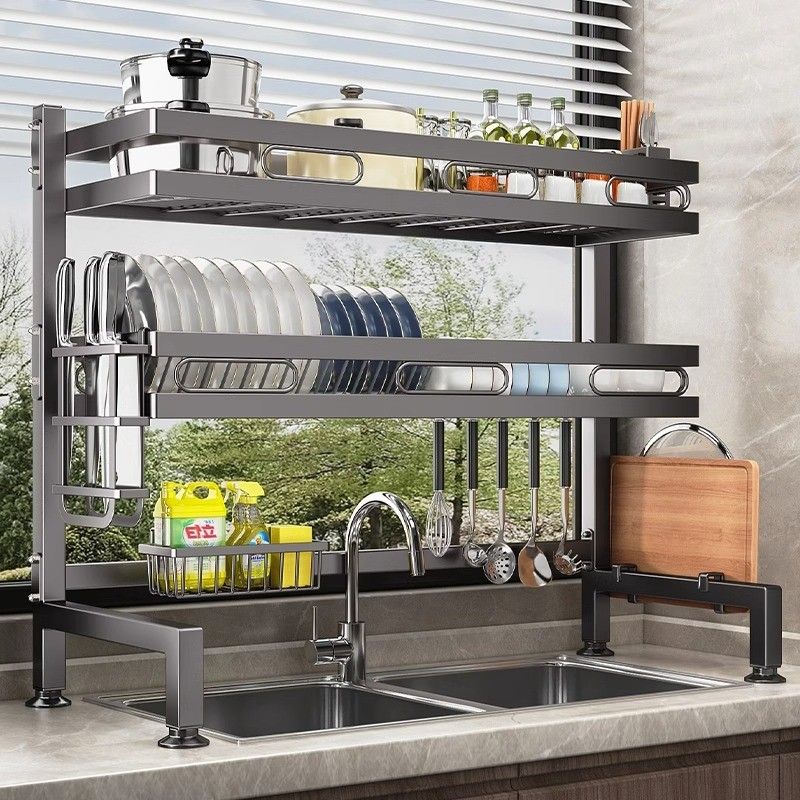 优勤厨房水槽置物架台面碗盘收纳架多功能水池上放碗碟架沥水架子