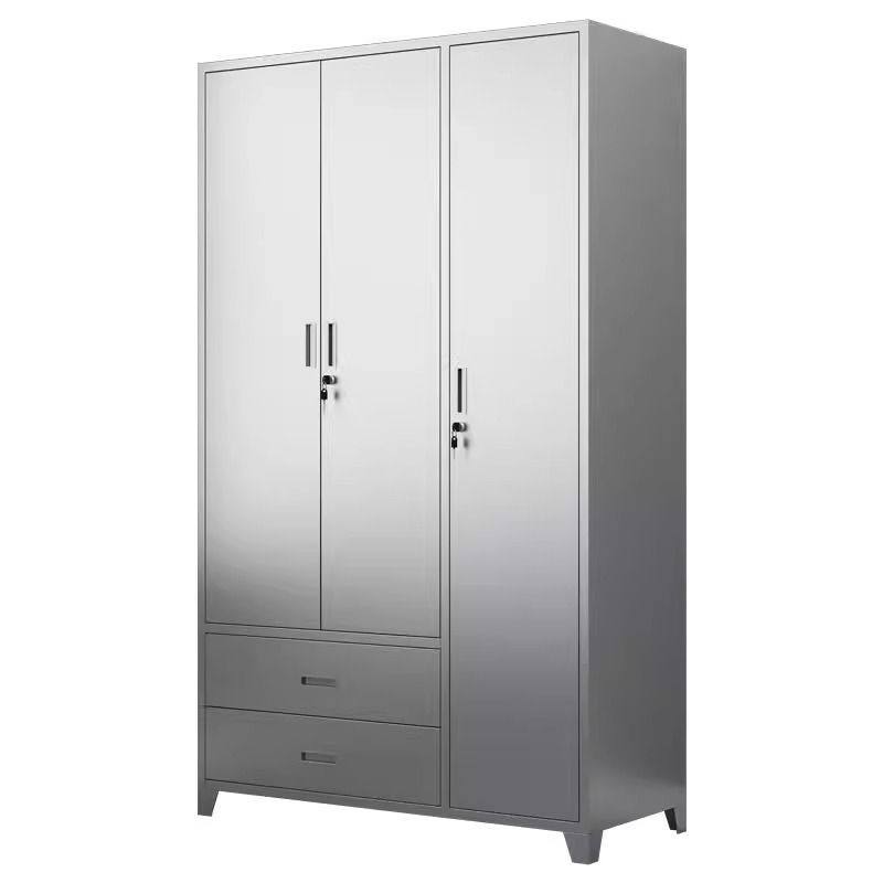 定制304加厚不锈钢多层衣物收纳柜防水防晒阳台柜家用卧室储物柜