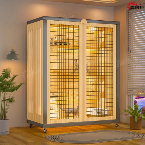 猫笼铁网门猫别墅家用四季通用猫窝带厕所一体猫砂盆猫舍猫柜猫屋