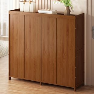 实木鞋柜简易多层楠竹鞋柜家用门口靠墙大容量鞋柜多功能收纳柜子