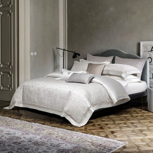 床上用品 明超高奢埃及棉透气纯色简约提花四件套欧式 安第斯