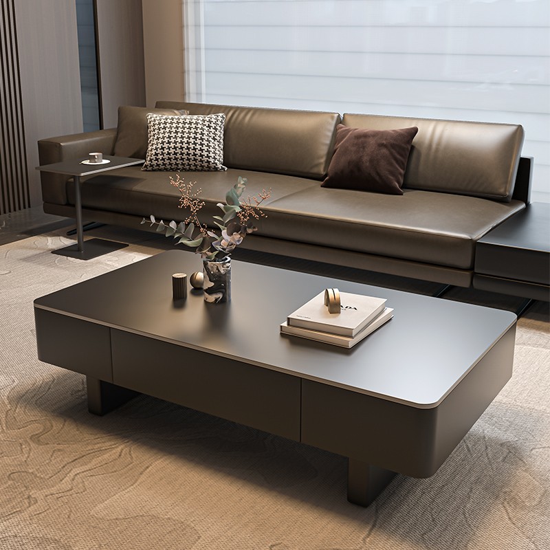 意式极简轻奢长方形茶几桌客厅家用大小户型岩板高级感现代简约