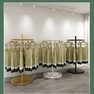 旋转服装店中岛摆摊落地展示架专用童装挂衣双杆陈列道具上墙货架