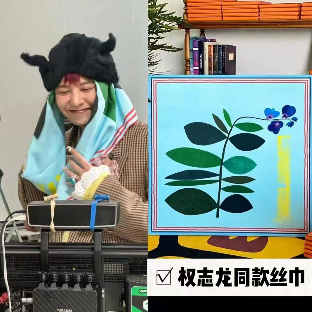 权志龙头巾高质量2025新款gd同款涂鸦风方巾pmo字母印花嘻哈男女