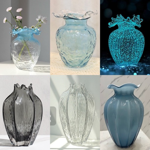 【浪花/夜光/波光/悠蓝/杨桃】中古风手工花瓶家居