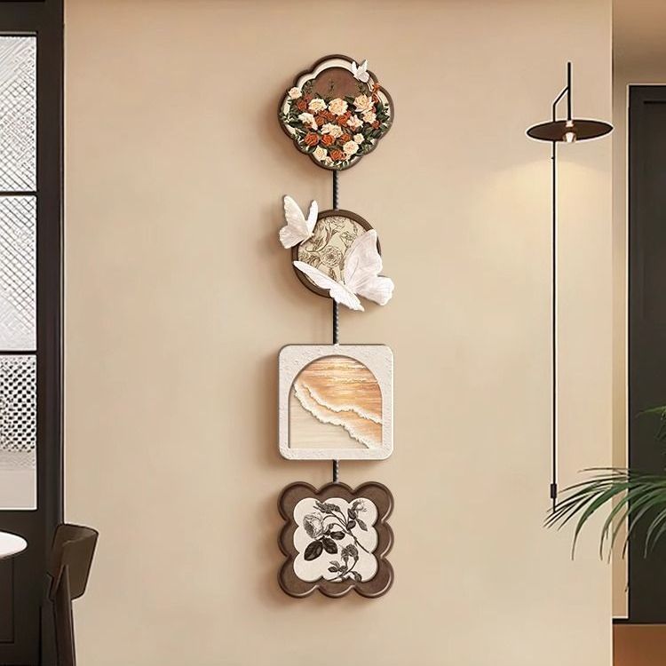 覆古法式玫瑰客厅装饰画蝴蝶电视背景墙挂画覆古艺术玄关走廊壁画图片