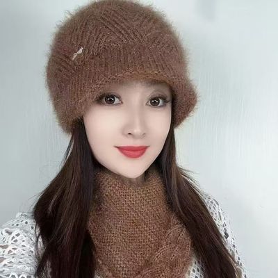 新款女士冬季帽子洋气时尚中老年妈妈帽子保暖防寒护耳护颈帽檐戴
