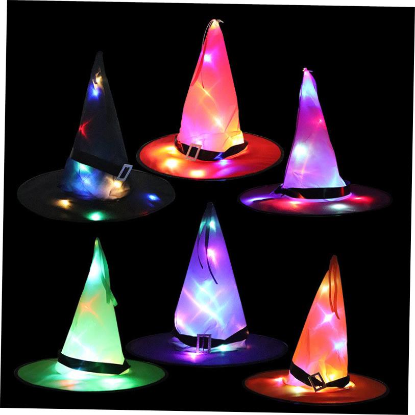 Halloween LED Luminous Witch Hat Glowing Witches Hat Headdre