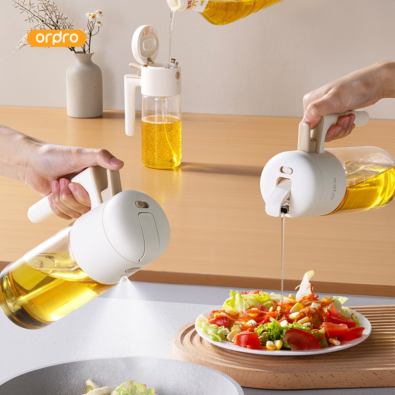 线喷倒三合一油壶高硼玻璃防漏油不锈钢油嘴多功能厨房酱油调料瓶