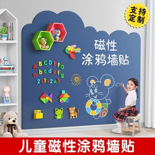 家用磁性黑板墙贴创意儿童涂鸦墙可擦写家庭教学写字板不伤墙自粘
