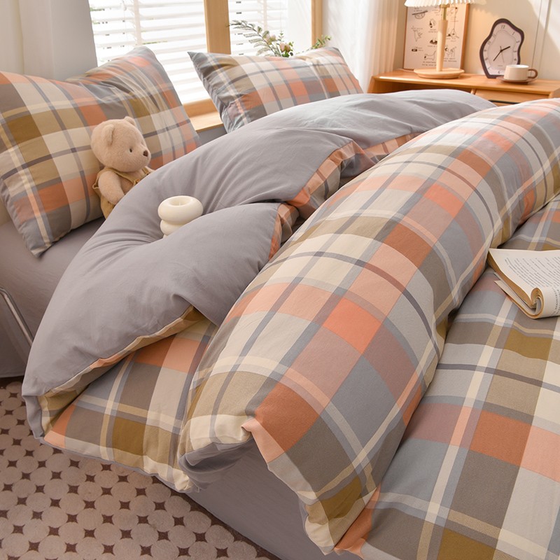 無印良品简约风水洗棉四件套家用床上用品学生宿舍被套床单家纺