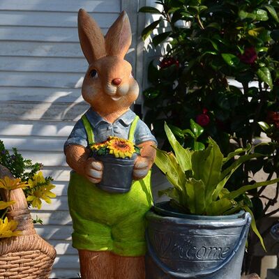 可爱兔子花盆多肉大号园艺阳台家居幼儿园装饰品庭院造景动物摆件