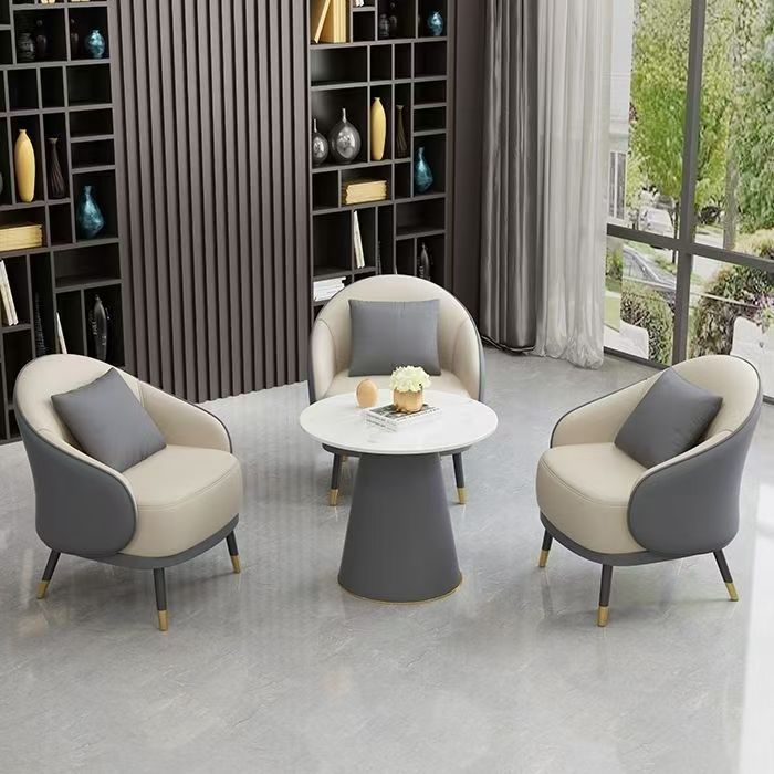 简约轻奢单人沙发茶几组合休闲酒店接待售楼处洽谈桌椅美容院会客