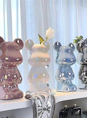 中式暴力熊摆件高档陶瓷客厅玄关电视柜酒柜存钱罐家居装饰品送礼