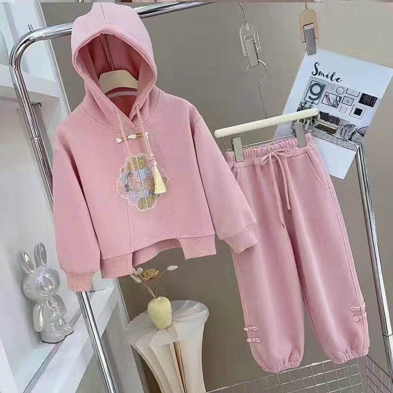 女童春装套装2025新款儿童中大童女孩时髦衣服卫衣韩版休闲两件套