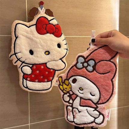 hellokitty擦手巾可爱挂式毛巾卫生间厨房浴室超强吸水加厚高颜DT