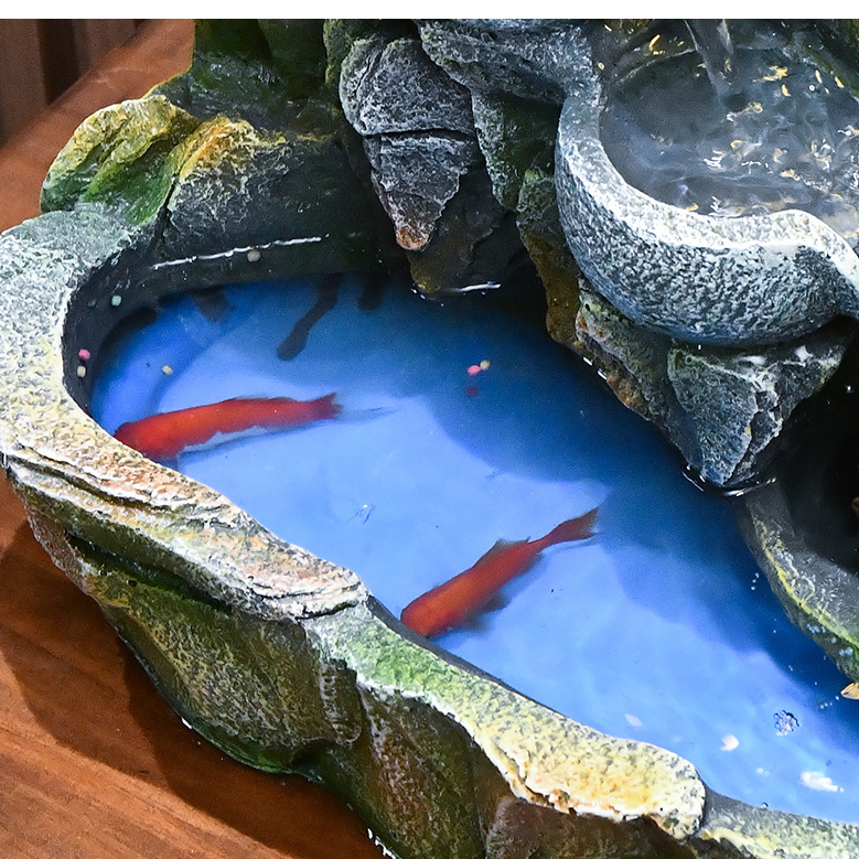 假山瀑布水循环办公桌流水生财风水轮轻奢新中式摆件可养鱼礼物