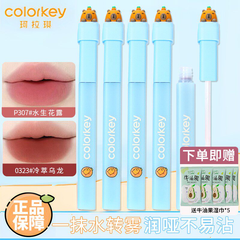 Colorkey珂拉琪水雾唇露唇釉哑光雾面丝绒卡皮巴拉不易沾杯B360