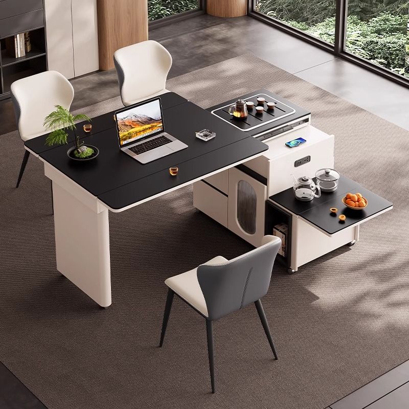 岩板餐桌小户型移动伸缩现代折叠多功能简约茶桌伸缩餐桌