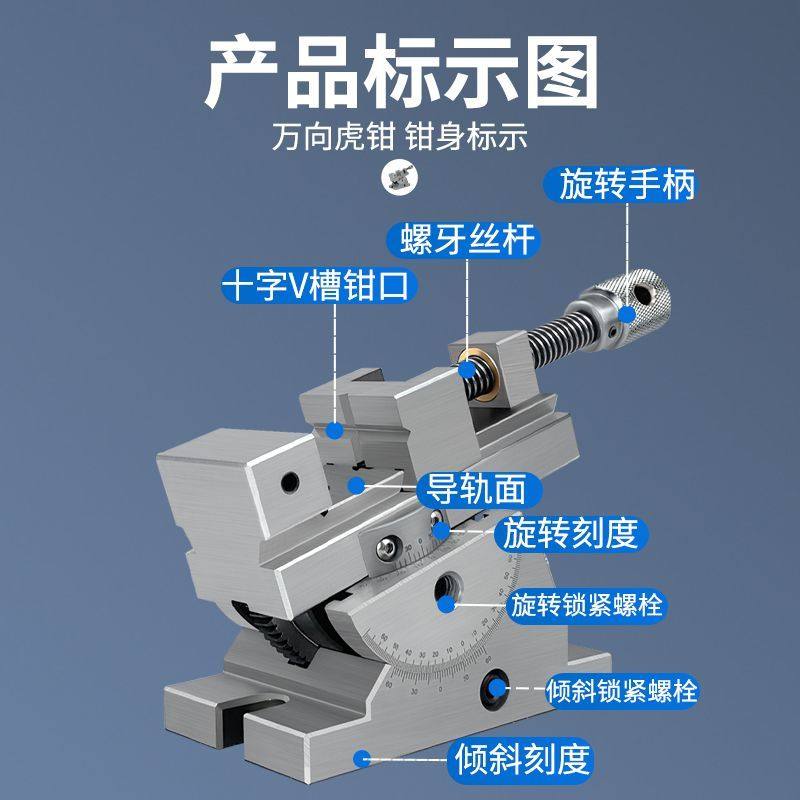 万向精密平口钳360度旋转可调角度正弦可倾虎钳磨床手动万力批士