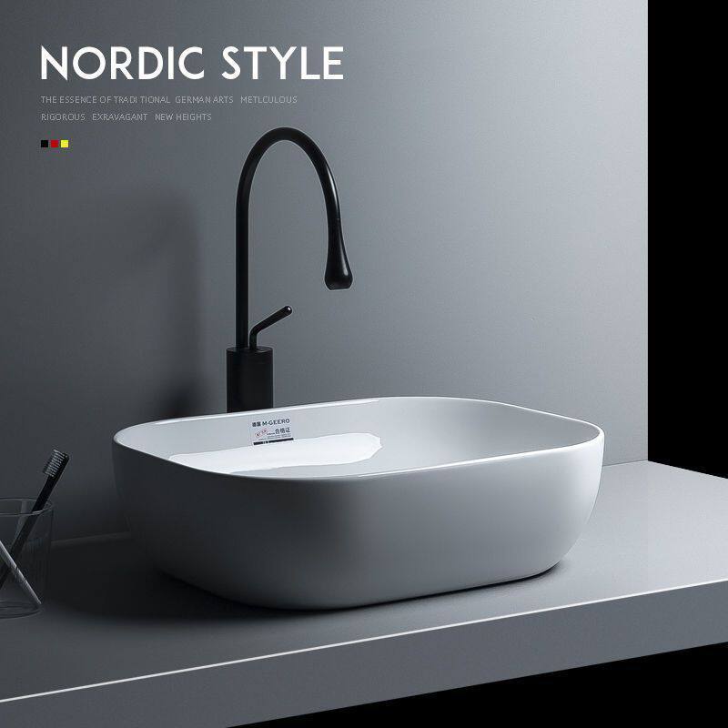 简约陶瓷洗手盆台上椭圆形方形家用卫生间洗脸盆阳台小户型面盆