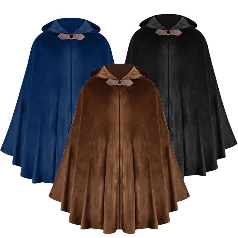 Men's Velvet Cloak with Hood Renaissance Medieval Hooded Cl
