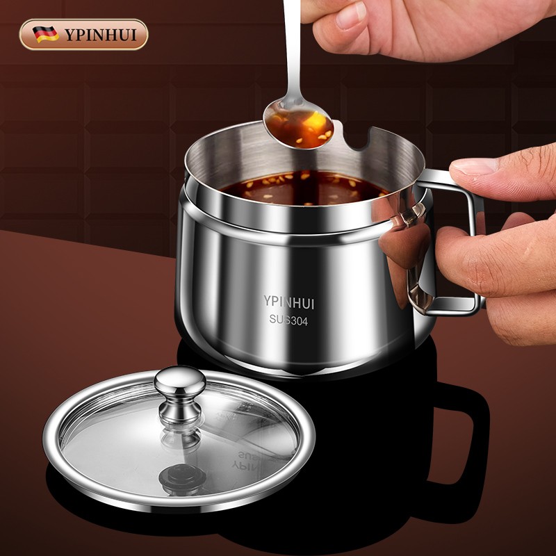 304不锈钢辣椒油专用罐调味瓶罐厨房油泼辣子罐耐高温调料罐带勺