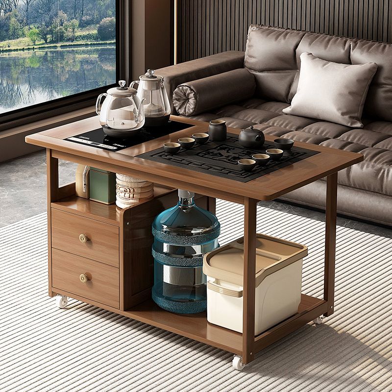 功夫茶几客厅茶台小户型茶桌一体一整套嵌入式阳台茶车移动茶边几