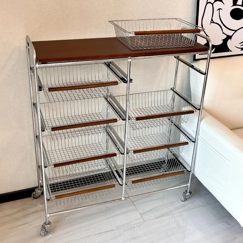 抽屉式收纳柜厨房置物架古风小推车客厅置物架移动玩具收纳