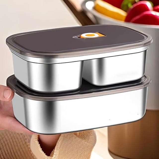拍一发二【单格+双格】不锈钢保温饭盒上班族加热带饭分格便当餐