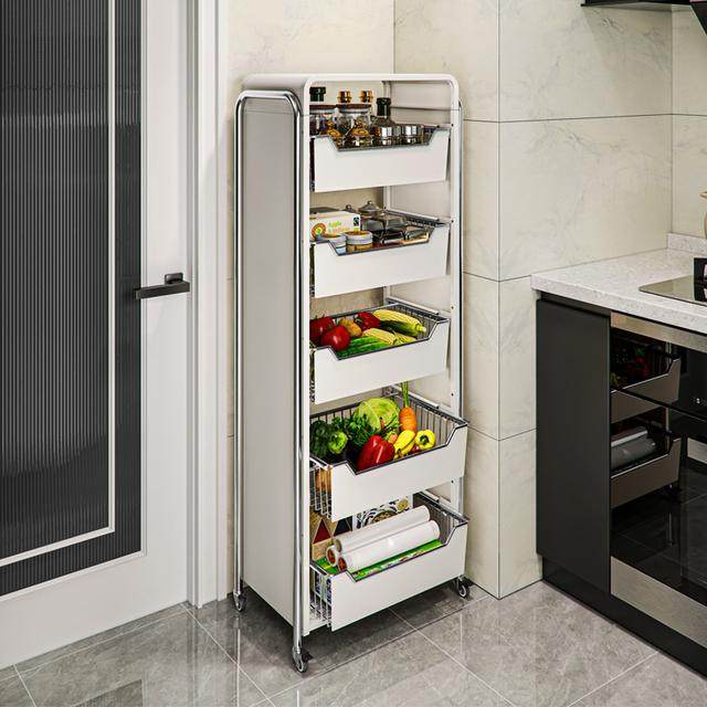 厨房蔬菜置物架落地落地置物架家用水果收纳筐多功能抽拉式储物柜