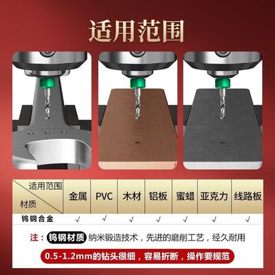 PCB合金麻花钻微型钨钢钻0.1-3.175mm套装麻花钻头定柄钻孔神器