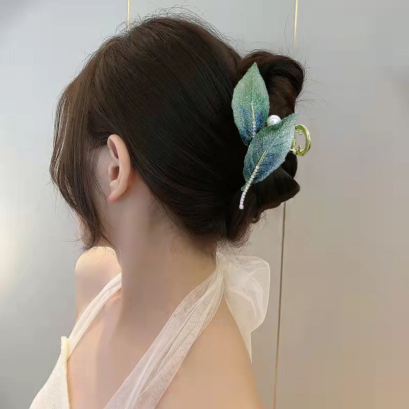 超漂亮抓夹高颜值树叶大人发夹复古风汉元素轻奢后脑勺头发抓夹新