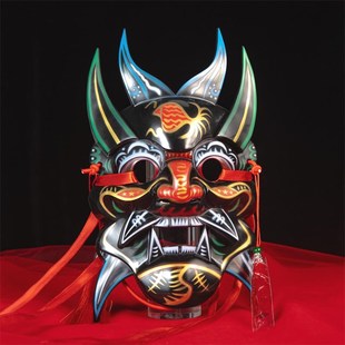 中国风非遗傩戏面具彩绘脸谱高精苗疆文创面罩可佩戴手持表演道具