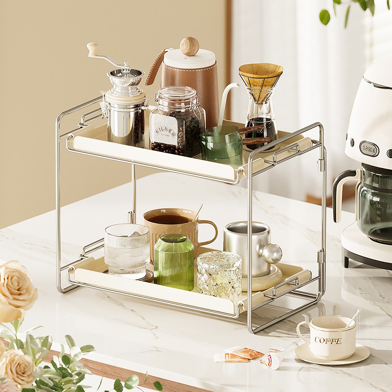 GEMJU/格美居双层化妆品收纳架客厅卫生间浴室办公室家用轻奢