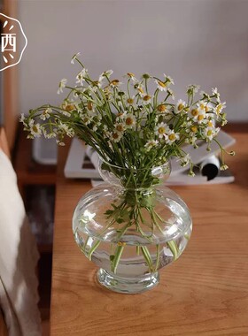 YUXI/与西巴洛克中古风芍药花瓶玻璃透明水养插花客厅餐桌摆件