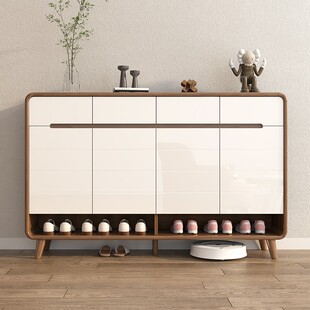 实木框架鞋柜家用大容量收纳鞋橱多层柜子现代简约玄关柜进门鞋柜