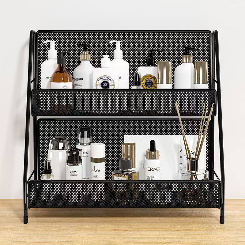 桌面收纳整理盒梳妆台双层置物架台面收纳水杯架多层储物架零食架