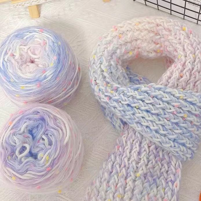 渐变围巾diy材料包手工编织围巾送女朋友闺蜜男友礼物混线