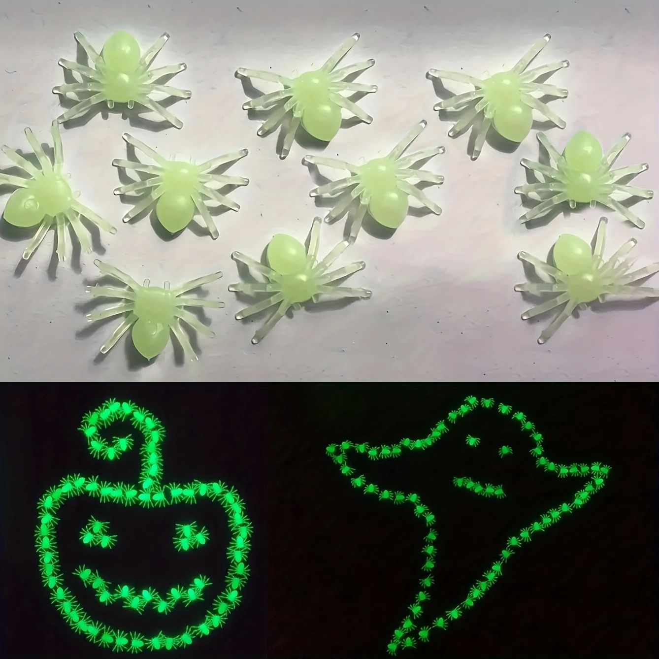 20/50/100PCS Mini Black Luminous Spiders Halloween Haunted H