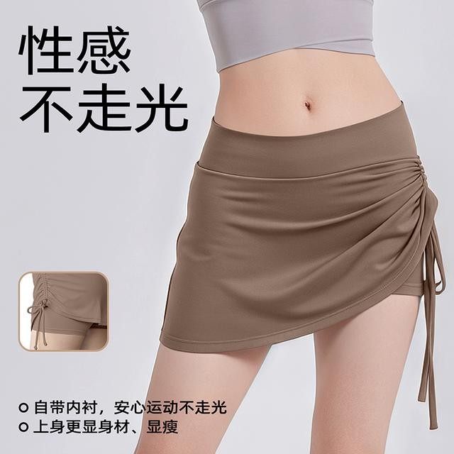 抽绳防走光瑜伽高腰短裙蜜桃显身材健身跑步抽皱户外,运动/瑜伽/健身/球迷用品,瑜伽短裙,淘宝优惠券,粉丝福利购,淘宝优惠卷