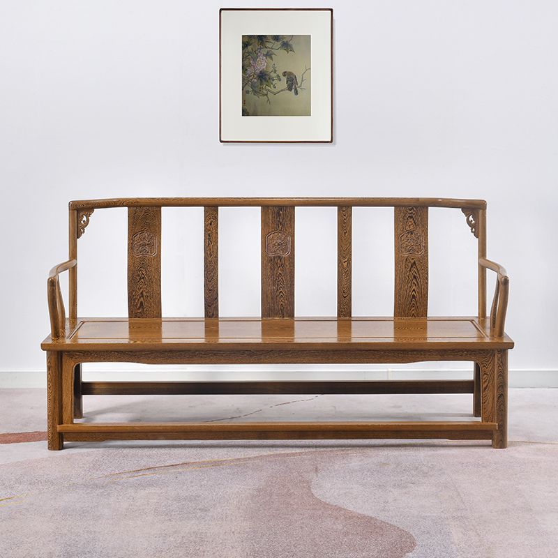 红木沙发三人座鸡翅木实木沙发三连座家用双人新中式长条仿古客厅