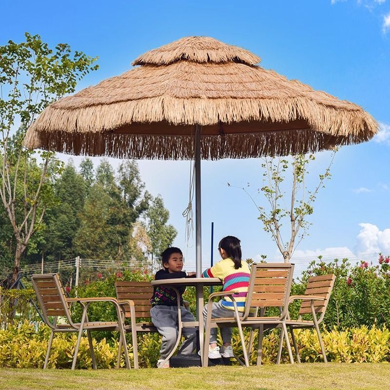 户外遮阳伞仿真茅草伞稻草伞新款庭院农家乐太阳伞景区田园中柱伞