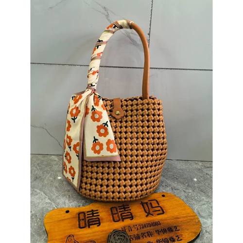 (晴晴妈家)材料包PE藤条手工编织双肩包斜肩包单肩手拿包圆形包
