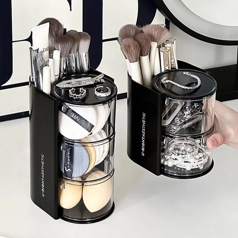粉扑收纳盒化妆旋转防尘收纳梳妆台桌面美妆蛋气垫口红置物架,收纳整理,化妆刷收纳盒/桶,淘宝优惠券,粉丝福利购,淘宝优惠卷