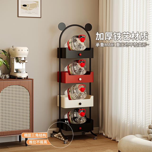 客厅零食小推车置物架落地多层书架可移动厨房收纳架子带轮小窄柜
