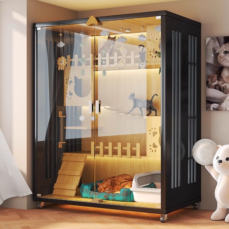 猫别墅家用室内猫窝冬季保暖猫笼子超大自由空间宠物猫家一体猫屋