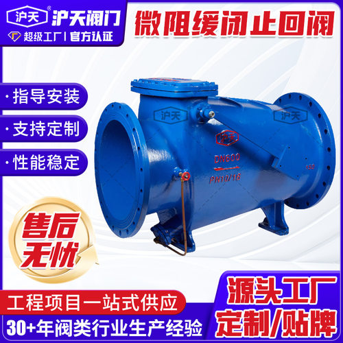 沪天阀门球墨铸铁微阻缓闭止回阀升降重锤油缸止回阀HH44X DN1000